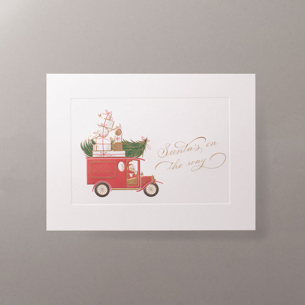 Santa's On His Way Christmas Cards Personalised