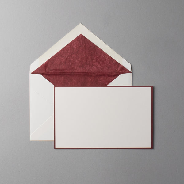 Burgundy Border on Soft White Wove King Size Notecards