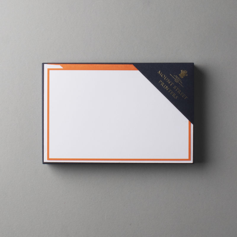 Orange Border on Soft White Wove Kings Notecards