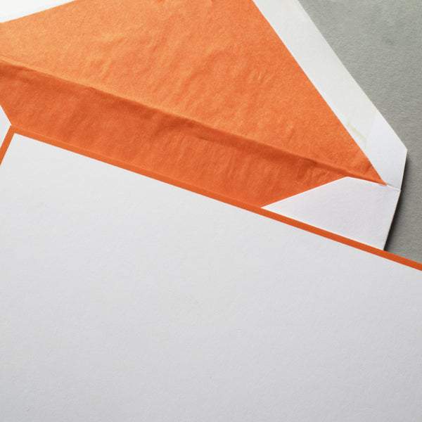 Orange Border on Soft White Wove Kings Notecards